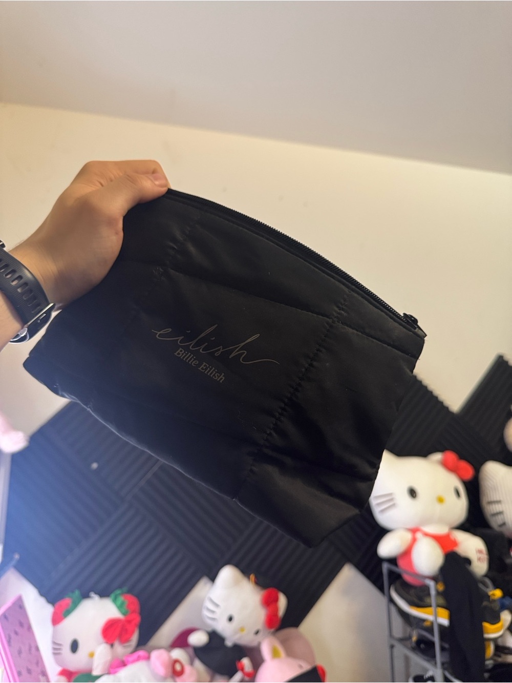 Billie Eilish Black Quilted Makeup Bag
